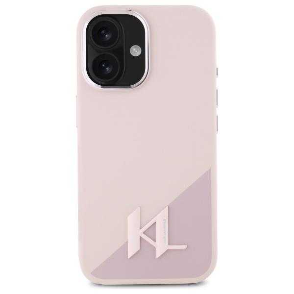 Karl Lagerfeld Klhmp16Sscmkmpcp Iphone   16 6.1 Różowy/Pink Hardcase Silicone Shadow Metal Initial Magsafe