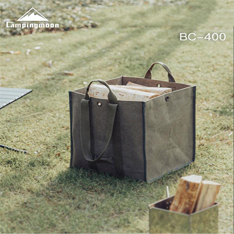 CAMPINGMOON Large Size Canvas Firewood Wood Carrier Bag Log Storage Camping Outdoor Holder Durable Carry Bag With Double Handles