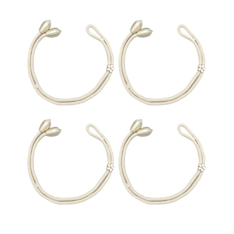 

Pack of 4 Beige Cotton Rope Curtain Holdbacks Simple Flower Designs Window Drape Tiebacks Holders for Home Decoration 1