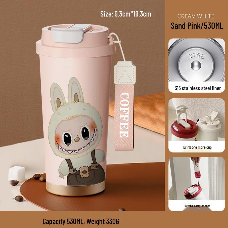Labubu Cartoon 316 Stainless Steel Straw Thermos Mug 530ml 530ml