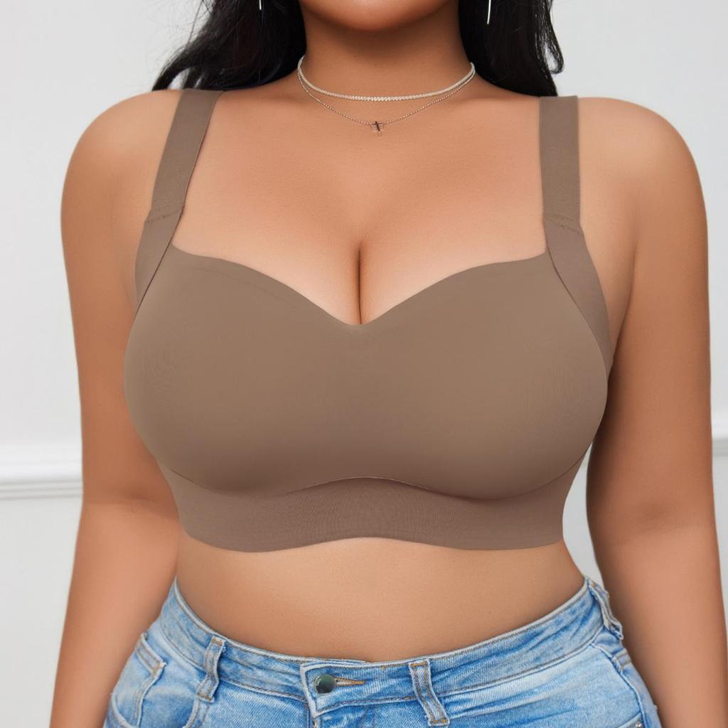 Plus Size Women's Seamless Breathable Push-Up Sports Bra with Supportive Beautiful Back Design