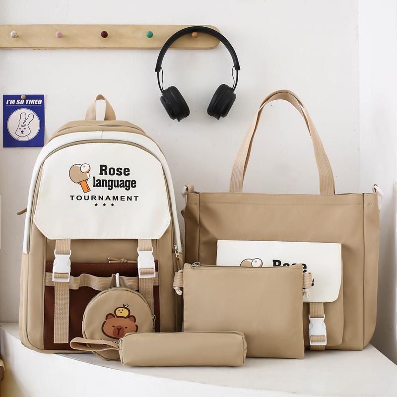 Four-Piece Backpack Set Schoolbag for Primary and Middle School Students Women's Large Capacity Backpack