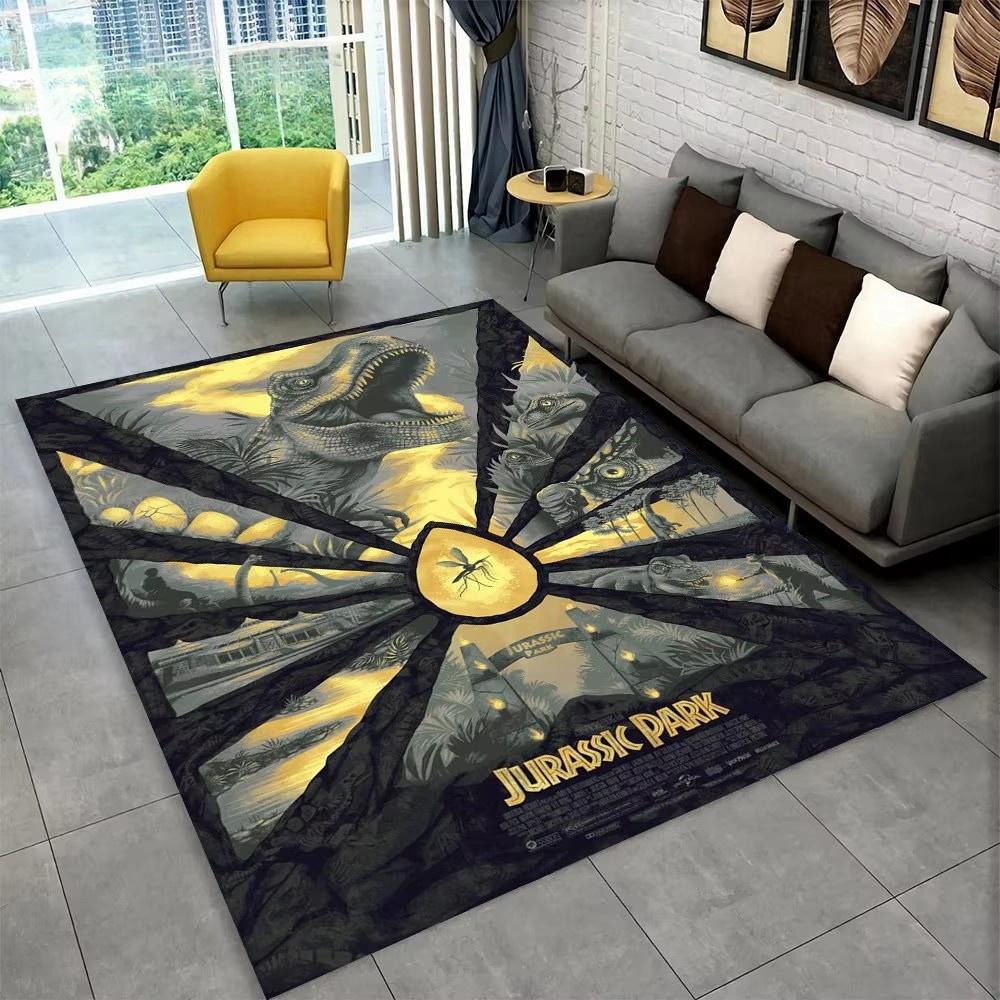 3D J-Jurassic Park Dinosaur Carpet Large Area Rug Bedroom Kids’ Playroom Floor Mat Non-Slip Living Room Decor Fun Sofa Accent
