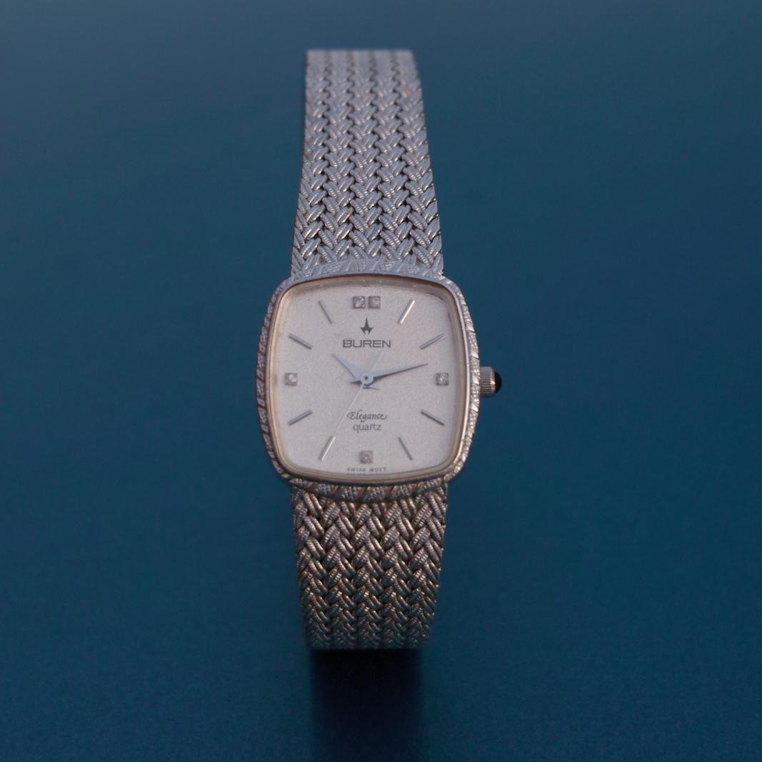 Used [New battery] BUREN Elegance Quartz watch