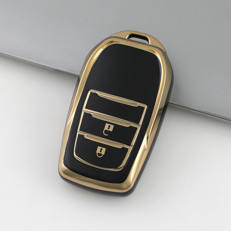 Schlüsseletui mit Goldrand für Toyota 18. Generation. Highlander/Crown/Levin - 5-Tasten-Schale