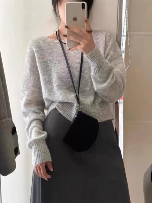 Korean Style Loose One-Shoulder Wool Knit Sweater for Women - Autumn/Winter 2025 Streetwear