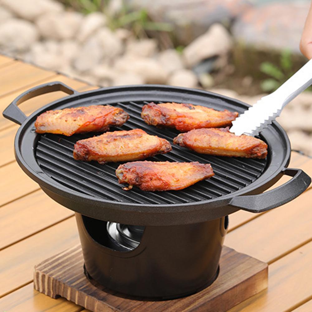 Mini BBQ Alcohol Stove Barbecue Grill Detachable Outdoor BBQ Plate Non-Stick Japanese Alcohol Stove Portable Mini Barbecue Stove