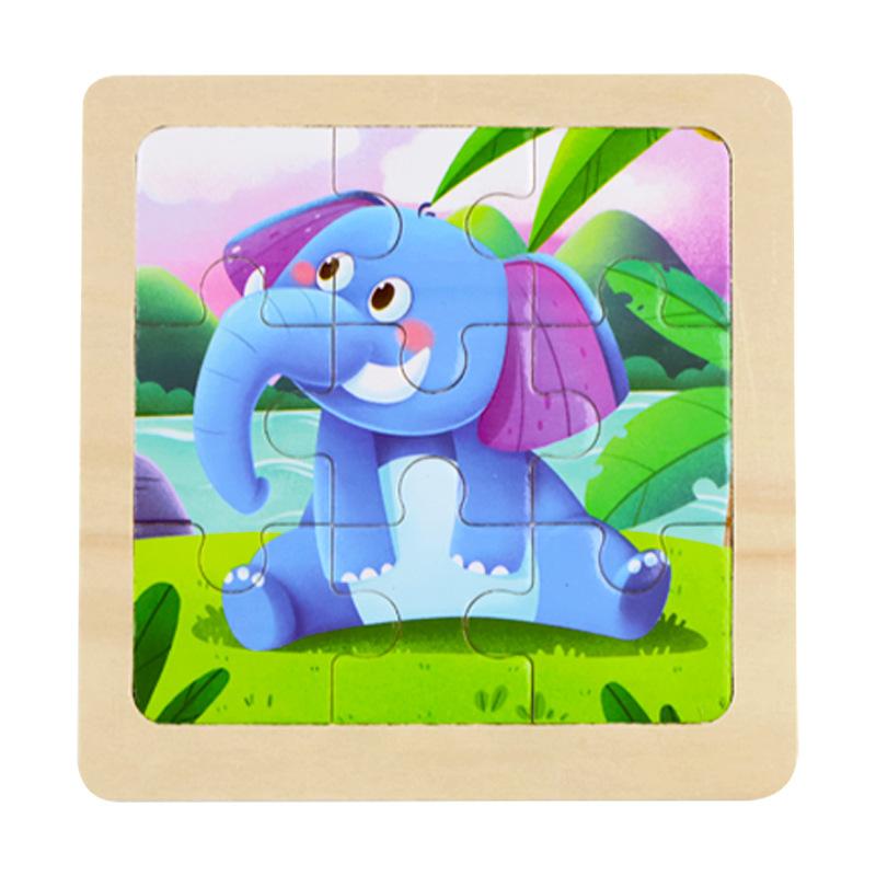 Small Children's 9-piece Wooden Plane Puzzle Cartoon Animation Puzzle Baby Educational Early Education Toy