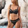 Women Two Piece Bikini Swimsuit Polka Dot Print Backless Design Hard Cup Top and Bottom Set Beachwear Swimwear for Summer