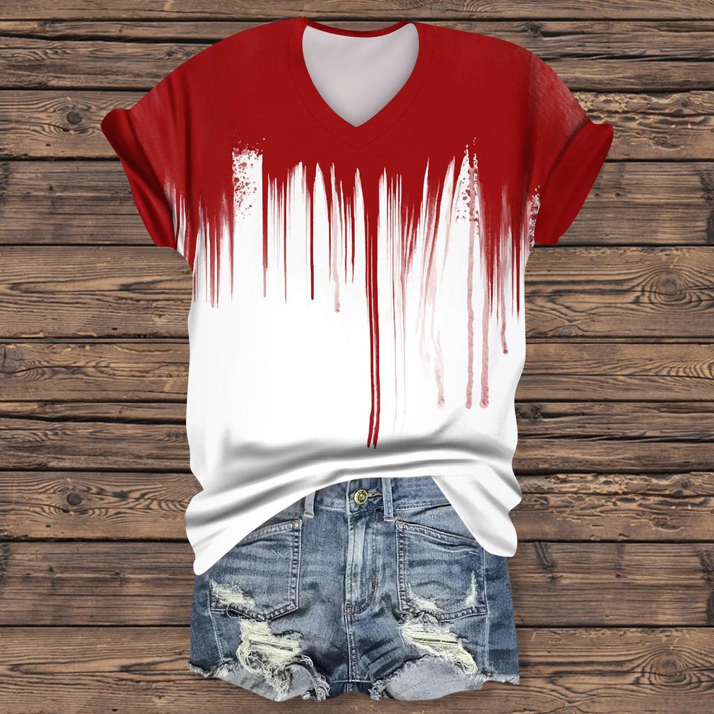 Women's Fashion Casual Short Sleeve Halloween Print Tops Halloween Elegant Tops