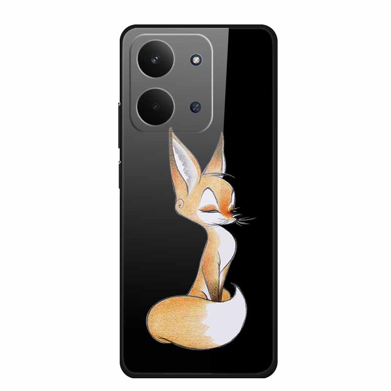 Glas-Rückseite für Redmi 15C 4G Hülle 15 C Niedliche Cartoon-Hülle aus hartem gehärtetem Glas mit weichem Stoßfänger für Redmi 15C Hüllen Coques Fundas