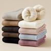 Japanese Style Solid Color Women's Cashmere Mid-Calf Socks - Fleece-Lined, Thickened for Warmth, Perfect for Autumn/Winter.