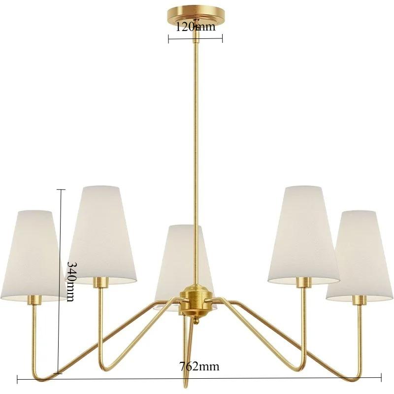 European-style New Retro LED Chandelier Fabric Lampshade Indoor Home Living Room Dining Room Decorative Lighting
