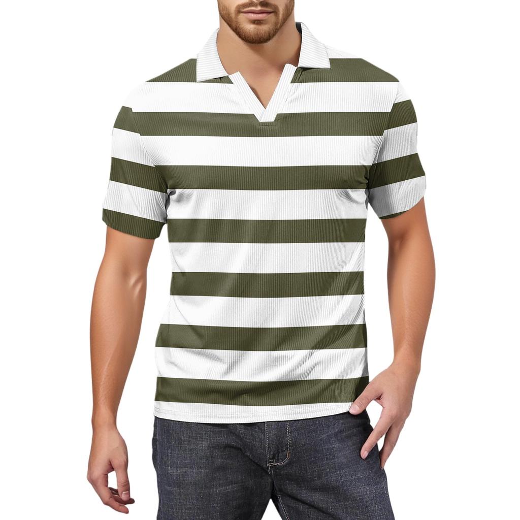 Herrenmode Bedrucktes V-Ausschnitt Kurzarm Top Golf T-Shirt