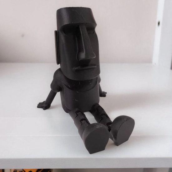 3D Printed Moai Statue Action Figure, Movable Joints Articulated Easter Island Rock Sculpture, Mini Desk Toy Ornament for Office Home Decor