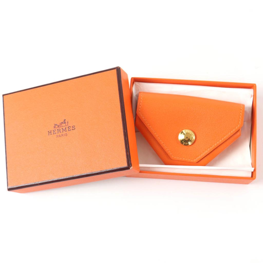 Excellent HERMES Coin case Le van Cator Orange Vogarribar Women Used