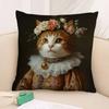 Renaissance Royal Cat Funny Pillow Case Plush Fabric Soft Pillowcase Double Sided Print Cushion Cover Household Gifts
