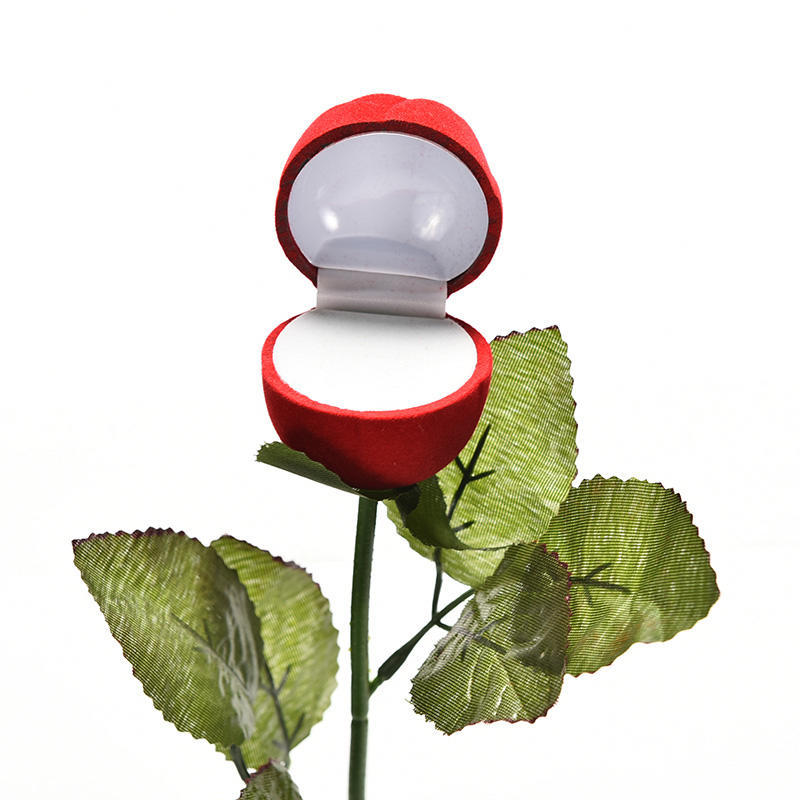 Romantic Red Rose Engagement Wedding Ring Box Earrings Jewelry Gift Box