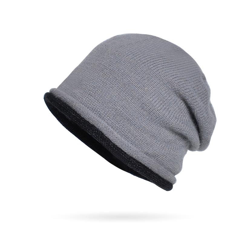 Women's Autumn Winter Knitted Stacked Hat Warm Ear Protection Cover Big Head Circumlunar Hat EMA