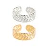Thumb Ring Retro Leaf Shape Adjustable Opening Design Finger Ring Anti-Oxidation Stainless Steel Finger Band