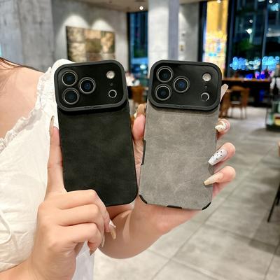 Wildleder Weiches Leder Handyhülle Für iPhone 17 Air 16 15 14 13 12 11 Pro X XR XS Max 7 Plus Stoßfest Matt Lammleder Hülle