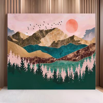 Mountain Tapestry Forest Tree Sunset Natural Scenery Tapestry Abstract Art Room Decoration Background Wall Cloth