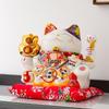 Automatic Waving Fortune Cat Ceramic Figurine for Home or Shop Display