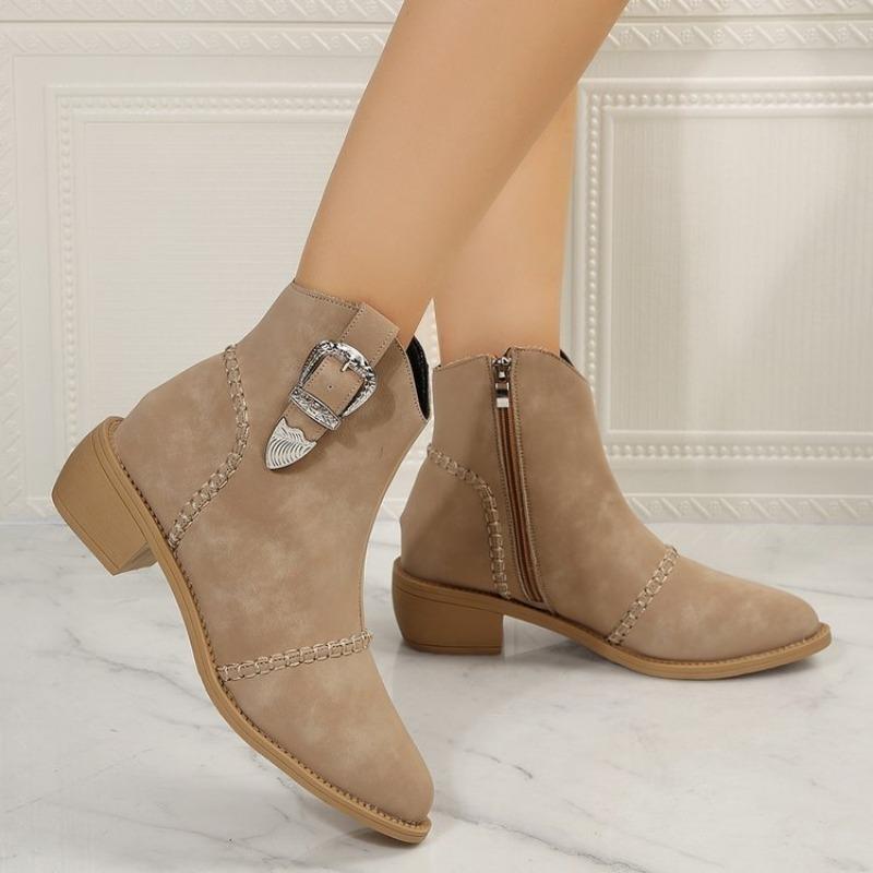 Mode Damenstiefel Trend Chelsea für Frau PU-Leder Spitze Zehenpartie Keilabsatz Niedriger Absatz Grau Stiefelette Mode Schlicht Bequem Weiblich 2025