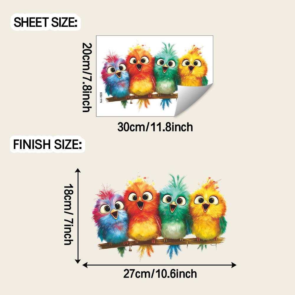 Colorful Birds Lined Up in The Living Room for Home Decoration and Wall Beautification Stickers