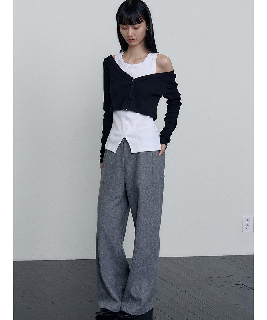 MAKE A TOAST Wool Blend Midrise Pants Grey Mbefpa001Gr