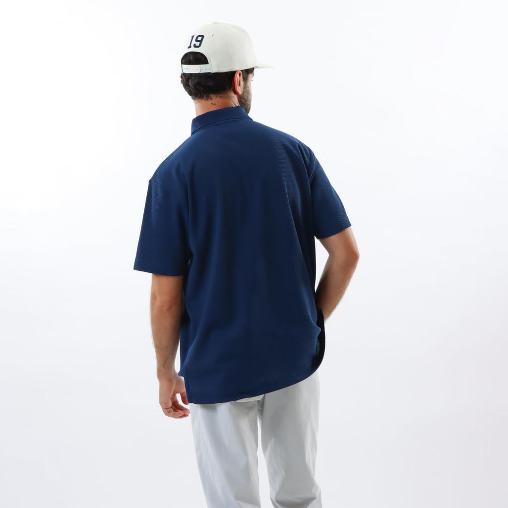 Champion Short Sleeve Antibacterial and Odor Resistant Polo Shirt with UV and Heat Shielding Graphic Logo Navy Men's Quick-Drying, Protection, Print,