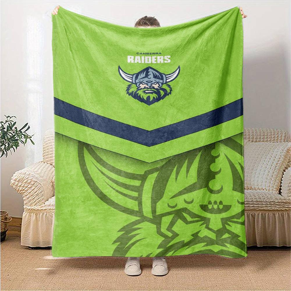 Canberra Raiders Logo Print Flannel Blanket High Quality Warm Comfortable Cover for All Seasons Perfect for Gifts Home Decor