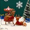 Cute Sika Deer Statues Christmas Deer Figurines Elegant Vintage Spotted Deer Figurine with Bow for Christmas Decor Resin Sika