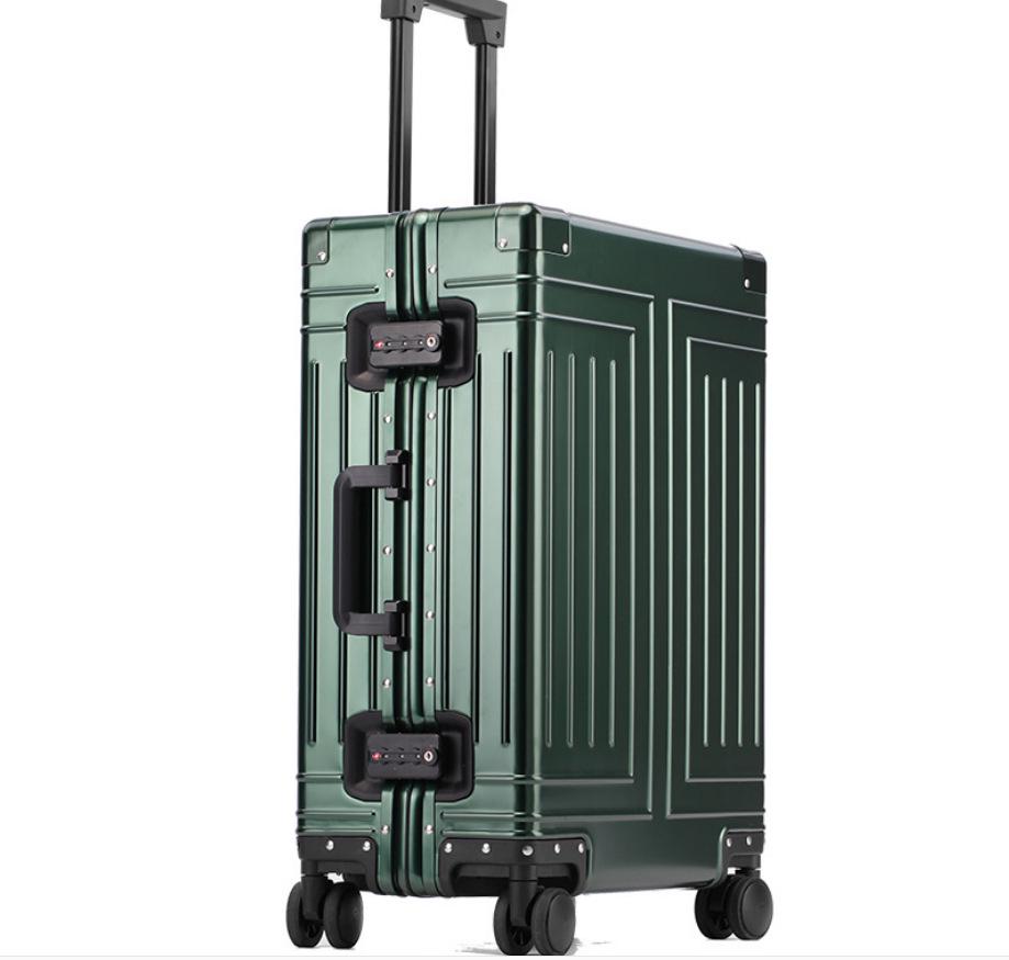 Manai Aluminum-Magnesium Alloy Trolley with Universal Wheels, Metal Luggage for Men, Women, Students, and Business Travel