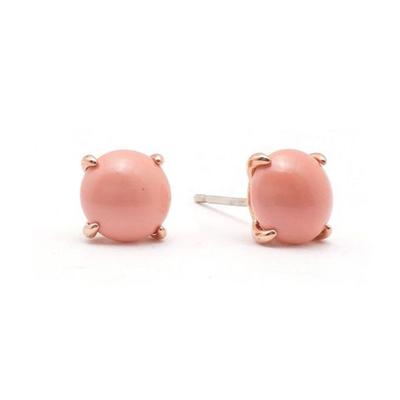 E425 Coral Pink Austrian Genuine Pearl Silver Needle Earrings