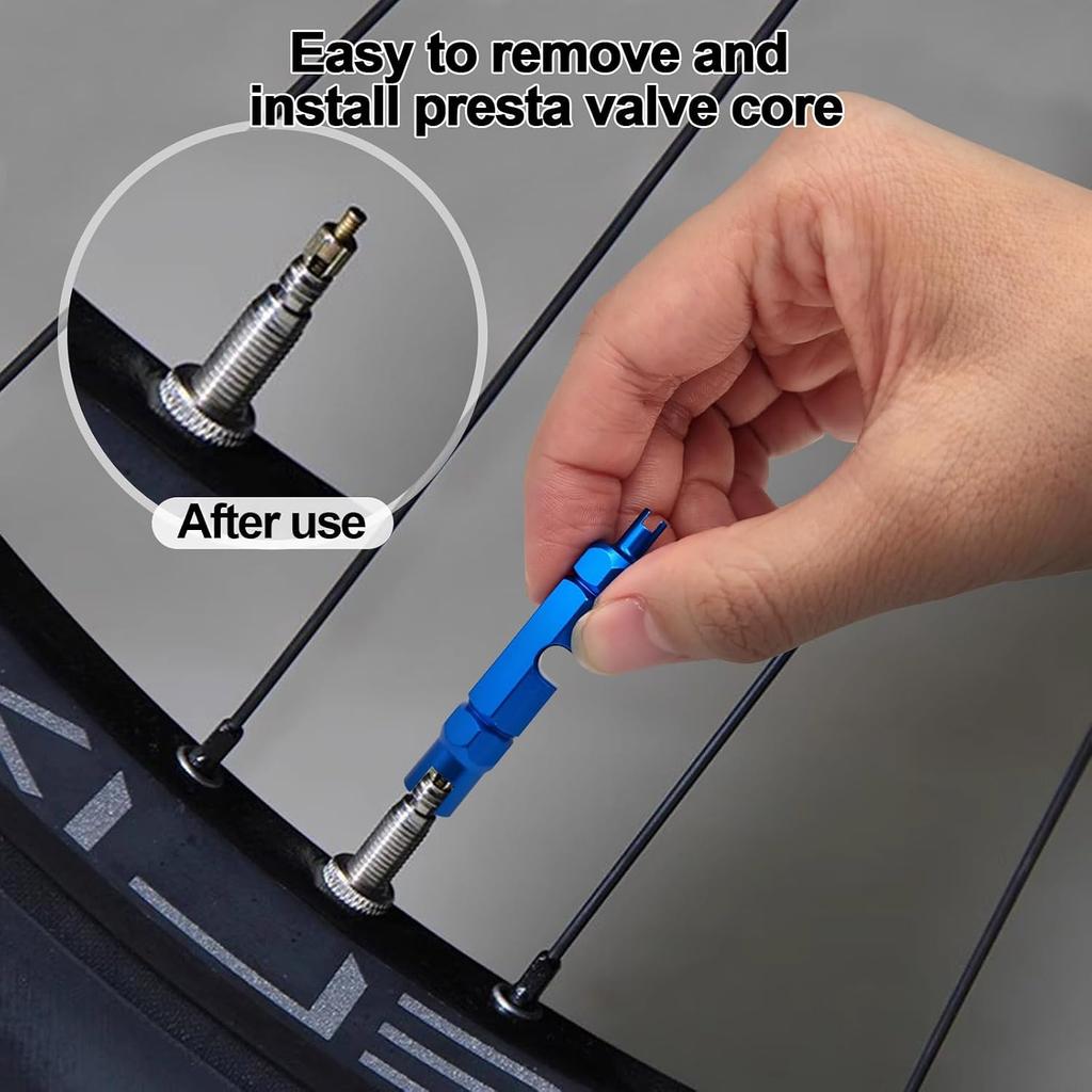 Medsuo Bicycle Valve Core Remover Tool Kit Universal Bike and Car Valve Core Repair Tightening Tool and 12pcs Valve Cores Replacement Compatible with