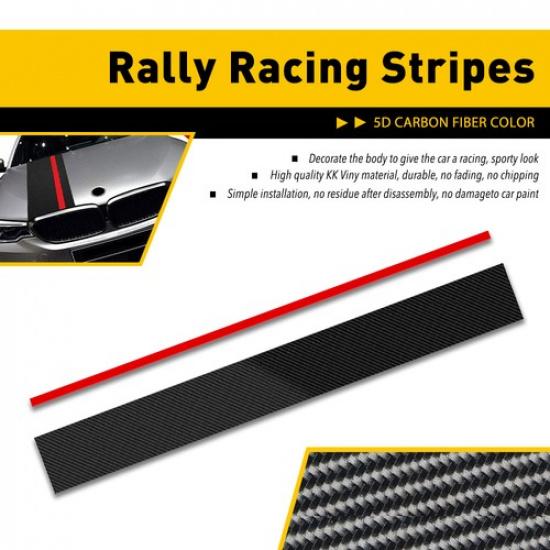 Car Rally 5D Racing Stripes Fiber Decal Carbon Wrap Front Sticker Hood Door Body