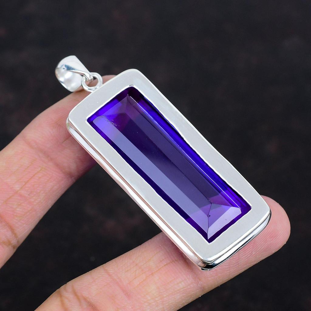 Faceted African Amethyst Pendant Original Gemstone Pendant Handmade Jewelry 925 Sterling Silver Pendant Statement Pendant Gifts for Mother