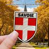 4pcs 2D Flat, Savoie Red And White Cross Shield Retro Logo Stickers - 3.15In,Polyethylene, Retro Design, Ideal for Car/Notebook/Fridge Smooth Surfaces
