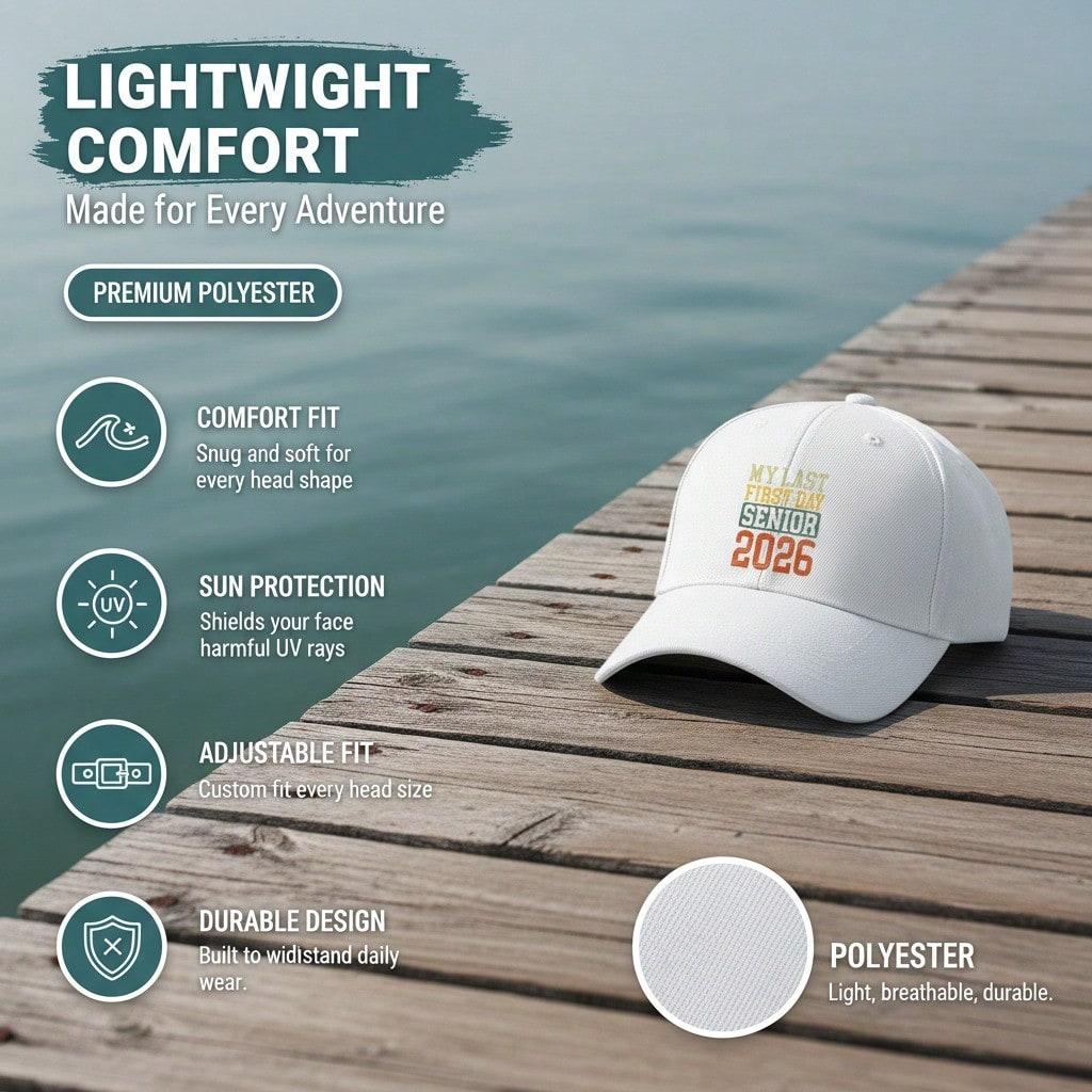 2026 Graduation Baseball Cap - Unisex Adjustable Print "MY LAST FIRST DAY SENIOR 2026" Lightweight Casual Baseball Hat