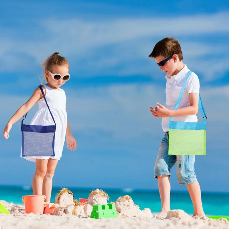 Beach Shell Toy Storage Bag Children's Beach Dredging Tools Storage Bag Buckle Adjustable Mesh Bag Bag Organizer