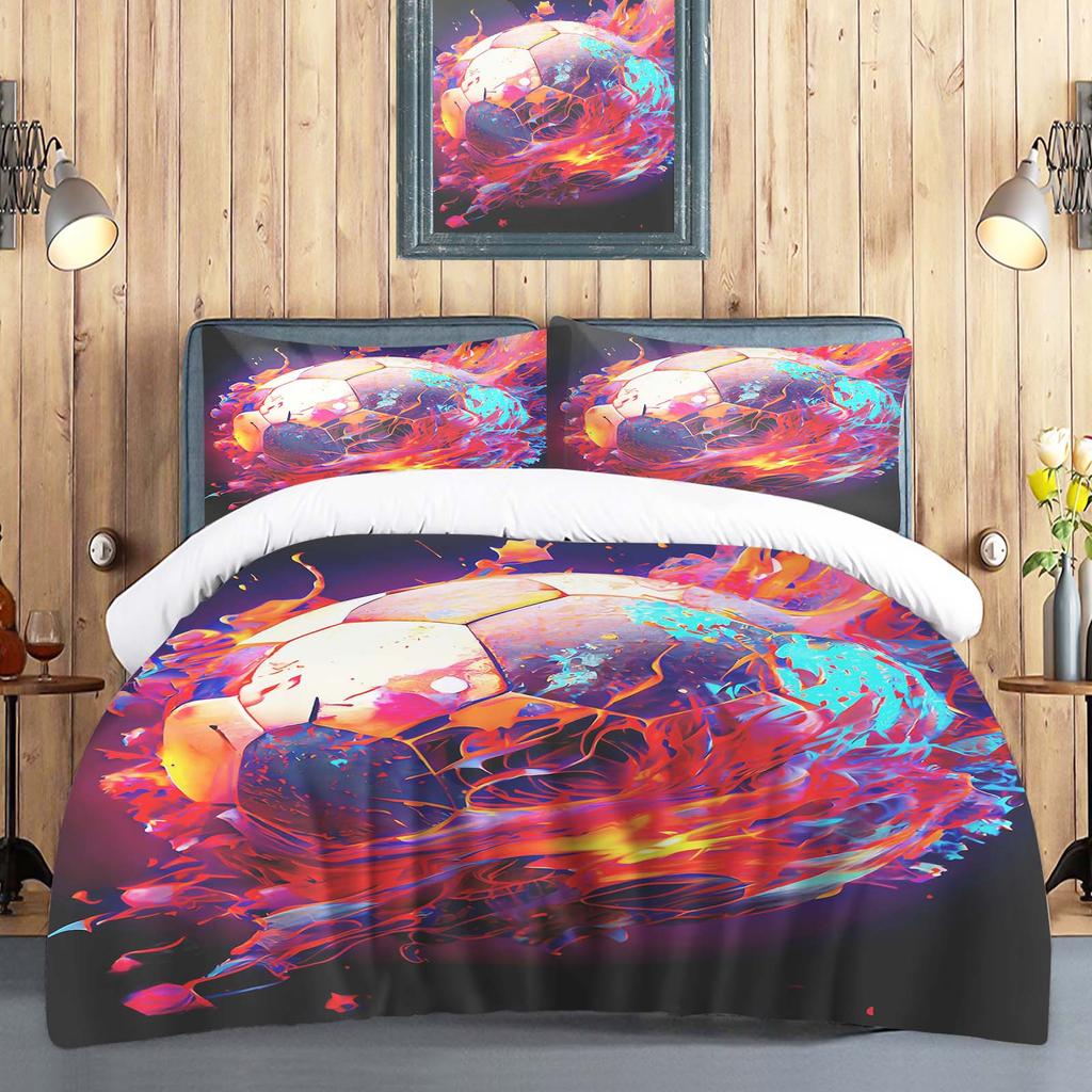 Football Duvet Cover Set Comforte Printed Cartoon Twin Size Bedding Sets Christmas Gifts 3-piece