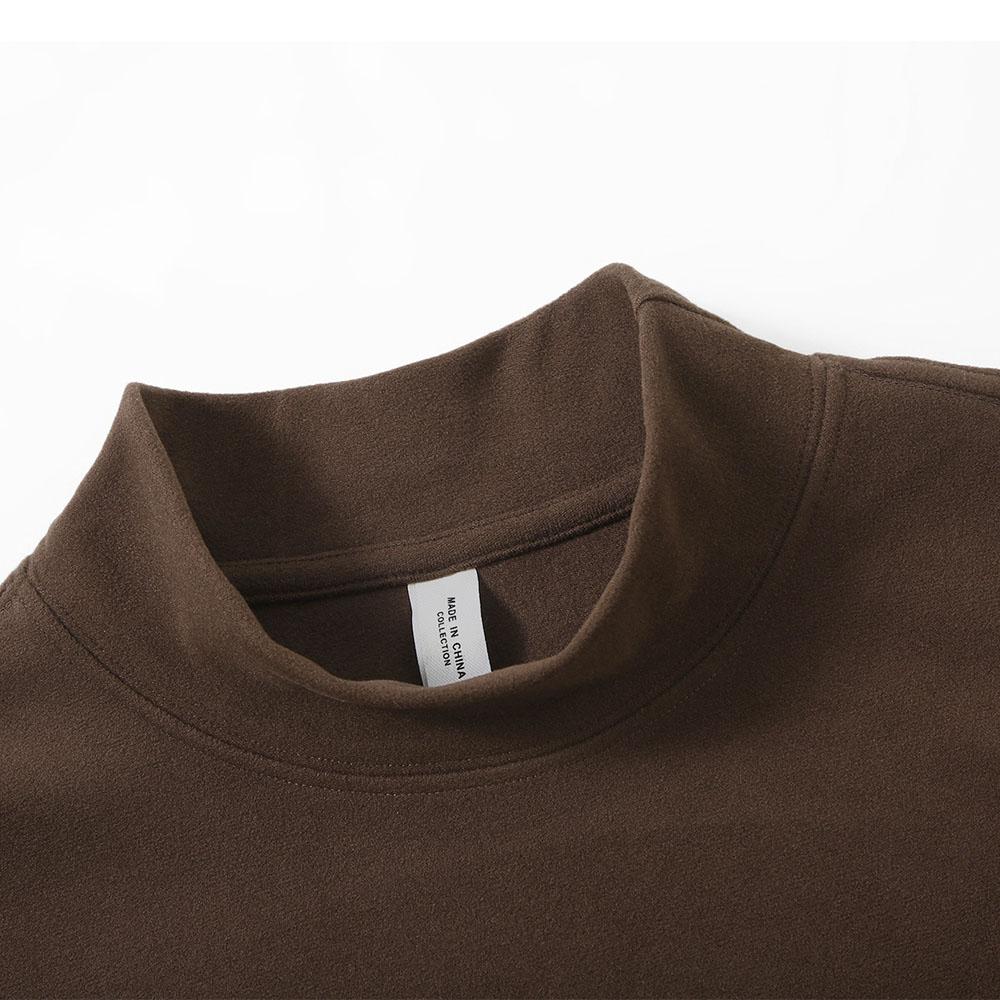 Men's Double-Sided High Neck Long Sleeve T-Shirt, Autumn Winter Turn Collar Thickened Warm Casual Lined Shirts HMDRC