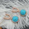 Trendy Rose Gold Color Imitation Turquoises Beads Drop Earrings For Women Wedding Fashion Party Gift