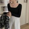 Square Neck Short Top Women's Base Shirt Long Sleeved T-shirt