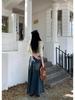 Women's High-Waist Summer 2024 Retro Washed Denim A-Line Skirt