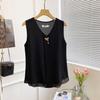 Summer Women's Plus Size Sleeveless Chiffon Vest - V-Neck, Loose Fit, Belly Covering, Versatile A-line Camisole Top