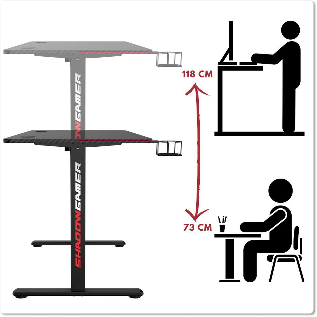 Shadow Gamer Electric Gaming Desk 2.0 LED RGB 120 Cm