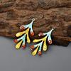 Carnelian Gemstone Drop Multi Electroformed Hook Earrings Jewelry Silver Finish V-99