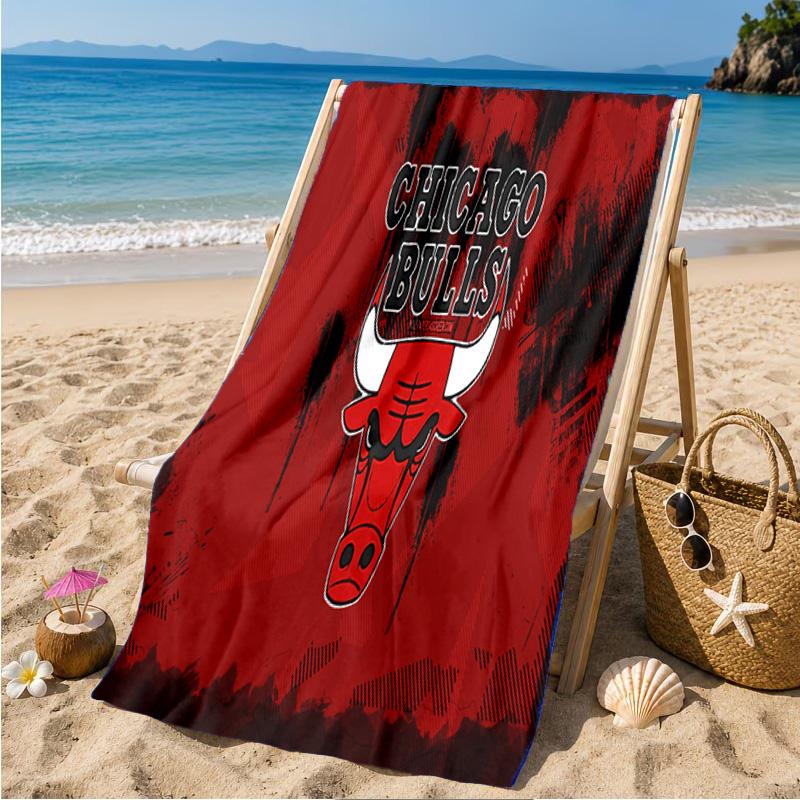Chicago-Bulls Logo Beach Towel Microfiber Beach Towel, Lightweight and Quick-Dry, for Summer Travel, Swimming Pool Fan Birthday Gift